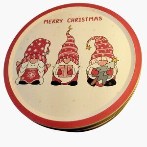 Merry Christmas Gnome Cookie Tin Red Pink Hearts Original Gourmet